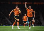 24 September 2022; John Egan of Republic of Ireland, left, celebrates with Dara O'Shea after scoring their side's first goal during UEFA Nations League B Group 1 match between Scotland and Republic of Ireland at Hampden Park in Glasgow, Scotland. Photo by Stephen McCarthy/Sportsfile