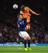 24 September 2022; Jayson Molumby of Republic of Ireland in action against Lyndon Dykes of Scotland during UEFA Nations League B Group 1 match between Scotland and Republic of Ireland at Hampden Park in Glasgow, Scotland. Photo by Stephen McCarthy/Sportsfile