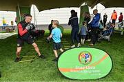 24 September 2022; #BeActive Festival Brings Young and Old Together at Sport Ireland Campus for European Week of Sport. Over 4500 people visited the Sport Ireland Campus in Blanchardstown on Saturday 24th September to experience over 40 different sports at the #Beactive Festival. Part of European Week of Sport 2022 which runs from the 23rd – 30th of September, the #Beactive Festival introduces people to the wide variety of sports that they may not have experienced before. The event provides opportunities for both adults and children of all ages and abilities to trial the world-class facilities at the Sport Ireland Campus and sample over many sports and activities that are showcased throughout the day, alongside well-known faces from Irish sport, and the chance to lift some of Ireland’s most famous silverware like Sam Maguire or the Triple Crown. Hurling All Ireland Winner Barry Nash, 7s rugby player Stacey Flood, Olympian boxer Brendan Irvine and legend Alan Brogan and many more were in attendance. The festival was filled with skill challenges, demonstrations, sports personality appearances, taster sessions, trophy zone, food village, music and much more. Photo by Brendan Moran/Sportsfile