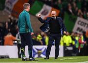 24 September 2022; Scotland manager Steve Clarke celebrates his side's first goal, scored by Jack Hendry, not pictured, during UEFA Nations League B Group 1 match between Scotland and Republic of Ireland at Hampden Park in Glasgow, Scotland. Photo by Stephen McCarthy/Sportsfile