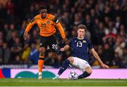 24 September 2022; Jack Hendry of Scotland in action against Chiedozie Ogbene of Republic of Ireland during UEFA Nations League B Group 1 match between Scotland and Republic of Ireland at Hampden Park in Glasgow, Scotland. Photo by Stephen McCarthy/Sportsfile