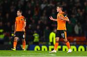 24 September 2022; Jason Knight of Republic of Ireland reacts after his side concede their first goal, scored by Jack Hendry of Scotland, during UEFA Nations League B Group 1 match between Scotland and Republic of Ireland at Hampden Park in Glasgow, Scotland. Photo by Eóin Noonan/Sportsfile