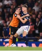 24 September 2022; Josh Cullen of Republic of Ireland and Jack Hendry of Scotland tussle during UEFA Nations League B Group 1 match between Scotland and Republic of Ireland at Hampden Park in Glasgow, Scotland. Photo by Stephen McCarthy/Sportsfile