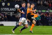 24 September 2022; Seamus Coleman of Republic of Ireland in action against Greg Taylor of Scotland during UEFA Nations League B Group 1 match between Scotland and Republic of Ireland at Hampden Park in Glasgow, Scotland. Photo by Eóin Noonan/Sportsfile