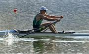 25 September 2022; Brian Colsh of Ireland on his way to finishing third in the Men's Single Sculls Final C, in a time of 07:07.24, during day 8 of the World Rowing Championships 2022 at Racice in Czech Republic. Photo by Piaras Ó Mídheach/Sportsfile
