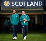 24 September 2022; Robbie Brady and Jeff Hendrick, left, of Republic of Ireland before UEFA Nations League B Group 1 match between Scotland and Republic of Ireland at Hampden Park in Glasgow, Scotland. Photo by Stephen McCarthy/Sportsfile