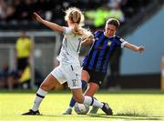 24 September 2022; Maddie Gibson of Athlone Town in action against Aoibheann Clancy of Wexford Youths during a 2022 EVOKE.ie FAI Women's Cup Semi-Finals match between Athlone Town and Wexford Youths at Athlone Town Stadium in Westmeath. Photo by Michael P Ryan/Sportsfile