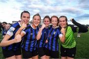 24 September 2022; Athlone Town players from left, Jessica Hennessy, Kelsey Munroe, Kellie Brennan, Katie Slevin. and Niamh Coombes after their side's victory in a 2022 EVOKE.ie FAI Women's Cup Semi-Finals match between Athlone Town and Wexford Youths at Athlone Town Stadium in Westmeath. Photo by Michael P Ryan/Sportsfile