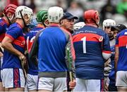 25 September 2022; Erin's Own manager Martin Bowen, centre, gives a team-talk before the Cork County Premier Senior Club Hurling Championship Semi-Final match between Erin's Own and Blackrock at Páirc Ui Chaoimh in Cork. Photo by Sam Barnes/Sportsfile