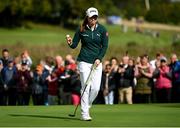 25 September 2022; Leona Maguire of Ireland acknowledges the gallery after a birdie putt on the seventh green during round four of the KPMG Women's Irish Open Golf Championship at Dromoland Castle in Clare. Photo by Brendan Moran/Sportsfile