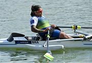 25 September 2022; Claudia Cicero Sabino of Brazil competes in the PR1 Women's Single Sculls Final A during day 8 of the World Rowing Championships 2022 at Racice in Czech Republic. Photo by Piaras Ó Mídheach/Sportsfile