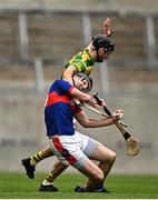 25 September 2022; Kieran Murphy of Erin's Own is fouled by Tadhg Deasy of Blackrock during the Cork County Premier Senior Club Hurling Championship Semi-Final match between Erin's Own and Blackrock at Páirc Ui Chaoimh in Cork. Photo by Sam Barnes/Sportsfile