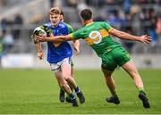 25 September 2022; Daire McDaide of Tullamore in action against Alan McNamee of Rhode during the Offaly County Senior Football Championship Final match between Tullamore and Rhode at O'Connor Park in Tullamore, Offaly. Photo by Ben McShane/Sportsfile