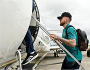 25 September 2022; Aaron Connolly of Republic of Ireland at Dublin Airport ahead of the team's chartered flight to Tel Aviv for their UEFA European U21 Championship Play-Off Second Leg match against Israel in Tel Aviv on Tuesday next. Photo by Seb Daly/Sportsfile