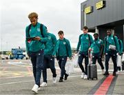 25 September 2022; Tyreik Wright of Republic of Ireland at Dublin Airport ahead of the team's chartered flight to Tel Aviv for their UEFA European U21 Championship Play-Off Second Leg match against Israel in Tel Aviv on Tuesday next. Photo by Seb Daly/Sportsfile