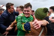 25 September 2022; Keith Murphy of Rhode celebrates with supporters after the Offaly County Senior Football Championship Final match between Tullamore and Rhode at O'Connor Park in Tullamore, Offaly. Photo by Ben McShane/Sportsfile