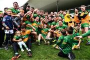 25 September 2022; Rhode players and supporters celebrate with the cup after the Offaly County Senior Football Championship Final match between Tullamore and Rhode at O'Connor Park in Tullamore, Offaly. Photo by Ben McShane/Sportsfile