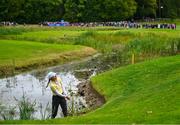 25 September 2022; Klara Spilkova of Czech Republic chips out of a water hazard at the 17th green during round four of the KPMG Women's Irish Open Golf Championship at Dromoland Castle in Clare. Photo by Brendan Moran/Sportsfile