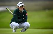 25 September 2022; Leona Maguire of Ireland lines up her putt on the 18th green during round four of the KPMG Women's Irish Open Golf Championship at Dromoland Castle in Clare. Photo by Brendan Moran/Sportsfile