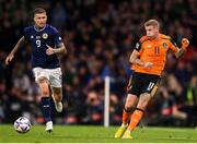 24 September 2022; James McClean of Republic of Ireland and Lyndon Dykes of Scotland during UEFA Nations League B Group 1 match between Scotland and Republic of Ireland at Hampden Park in Glasgow, Scotland. Photo by Stephen McCarthy/Sportsfile