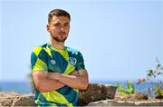 26 September 2022; Lee O'Connor stands for a portrait after a Republic of Ireland U21 press conference at the Sheraton Hotel in Tel Aviv, Israel. Photo by Seb Daly/Sportsfile