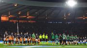 24 September 2022; Players from both teams line up before UEFA Nations League B Group 1 match between Scotland and Republic of Ireland at Hampden Park in Glasgow, Scotland. Photo by Eóin Noonan/Sportsfile