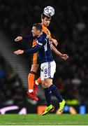 24 September 2022; Jayson Molumby of Republic of Ireland in action against Kieran Tierney of Scotland during UEFA Nations League B Group 1 match between Scotland and Republic of Ireland at Hampden Park in Glasgow, Scotland. Photo by Eóin Noonan/Sportsfile