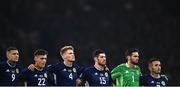24 September 2022; Scotland players line up before UEFA Nations League B Group 1 match between Scotland and Republic of Ireland at Hampden Park in Glasgow, Scotland. Photo by Eóin Noonan/Sportsfile