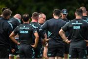 26 September 2022; Senior coach Stuart Lancaster speaks to Leinster players during a Leinster Rugby squad training session at UCD in Dublin. Photo by Harry Murphy/Sportsfile