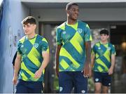 26 September 2022; Joe Hodge, left, and Mipo Odubeko during a Republic of Ireland U21 training session at Bloomfield Stadium in Tel Aviv, Israel. Photo by Seb Daly/Sportsfile