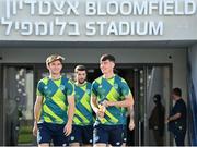 26 September 2022; Ollie O'Neill, left, and Sean Roughan during a Republic of Ireland U21 training session at Bloomfield Stadium in Tel Aviv, Israel. Photo by Seb Daly/Sportsfile