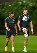 26 September 2022; Jack Conan, right, and Jordan Larmourduring a Leinster Rugby squad training session at UCD in Dublin. Photo by Harry Murphy/Sportsfile