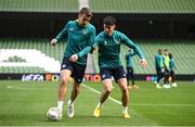 26 September 2022; Seamus Coleman and Callum O’Dowda, right, during a Republic of Ireland training session at Aviva Stadium in Dublin. Photo by Stephen McCarthy/Sportsfile
