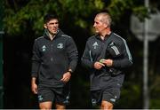 26 September 2022; Senior coach Stuart Lancaster and Jimmy O'Brien during a Leinster Rugby squad training session at UCD in Dublin. Photo by Harry Murphy/Sportsfile