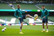 26 September 2022; James McClean, left, and Callum O’Dowda during a Republic of Ireland training session at Aviva Stadium in Dublin. Photo by Stephen McCarthy/Sportsfile