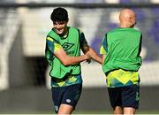 26 September 2022; Anselmo Garcia Mac Nulty, left, and Will Smallbone during a Republic of Ireland U21 training session at Bloomfield Stadium in Tel Aviv, Israel. Photo by Seb Daly/Sportsfile