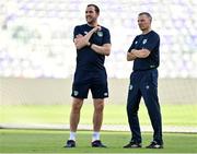26 September 2022; Manager Jim Crawford, right, with assistant coach John O'Shea during a Republic of Ireland U21 training session at Bloomfield Stadium in Tel Aviv, Israel. Photo by Seb Daly/Sportsfile