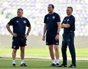 26 September 2022; Manager Jim Crawford, right, with assistant coach John O'Shea, centre, and assistant manager Alan Reynolds during a Republic of Ireland U21 training session at Bloomfield Stadium in Tel Aviv, Israel. Photo by Seb Daly/Sportsfile