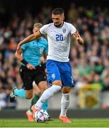 24 September 2022; Ibrahim Dresevic of Kosovo during UEFA Nations League C Group 2 match between Northern Ireland and Kosovo at National Stadium at Windsor Park in Belfast. Photo by Ramsey Cardy/Sportsfile