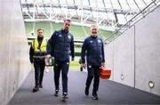 26 September 2022; Team doctors Sean Cregan and Alan Byrne, right, during a Republic of Ireland training session at Aviva Stadium in Dublin. Photo by Stephen McCarthy/Sportsfile