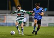 26 September 2022; Jack Byrne of Shamrock Rovers in action against Dara Keane of UCD during the SSE Airtricity League Premier Division match between Shamrock Rovers and UCD at Tallaght Stadium in Dublin. Photo by Ben McShane/Sportsfile