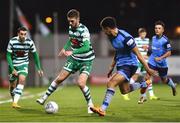 26 September 2022; Dylan Watts of Shamrock Rovers in action against Evan Osam of UCD during the SSE Airtricity League Premier Division match between Shamrock Rovers and UCD at Tallaght Stadium in Dublin. Photo by Ben McShane/Sportsfile