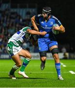 23 September 2022; Caelan Doris of Leinster is tackled by Ignacio Mendy of Benetton during the United Rugby Championship match between Leinster and Benetton at the RDS Arena in Dublin. Photo by Brendan Moran/Sportsfile