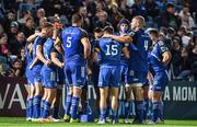 23 September 2022; The Leinster team huddle during the United Rugby Championship match between Leinster and Benetton at the RDS Arena in Dublin. Photo by Brendan Moran/Sportsfile