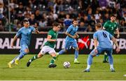 27 September 2022; Joe Hodge of Republic of Ireland in action against Oscar Gloukh of Israel during the UEFA European U21 Championship play-off second leg match between Israel and Republic of Ireland at Bloomfield Stadium in Tel Aviv, Israel. Photo by Seb Daly/Sportsfile
