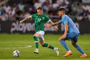 27 September 2022; Ross Tierney of Republic of Ireland in action against Ziv Morgan of Israel during the UEFA European U21 Championship play-off second leg match between Israel and Republic of Ireland at Bloomfield Stadium in Tel Aviv, Israel. Photo by Seb Daly/Sportsfile