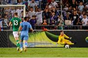 27 September 2022; Republic of Ireland goalkeeper Brian Maher makes a save during the UEFA European U21 Championship play-off second leg match between Israel and Republic of Ireland at Bloomfield Stadium in Tel Aviv, Israel. Photo by Seb Daly/Sportsfile