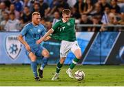 27 September 2022; Ross Tierney of Republic of Ireland is fouled by Ido Shahar of Israel during the UEFA European U21 Championship play-off second leg match between Israel and Republic of Ireland at Bloomfield Stadium in Tel Aviv, Israel. Photo by Seb Daly/Sportsfile