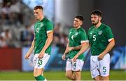 27 September 2022; Republic of Ireland players, from left, Jake O'Brien, Joe Redmond and Eiran Cashin during the UEFA European U21 Championship play-off second leg match between Israel and Republic of Ireland at Bloomfield Stadium in Tel Aviv, Israel. Photo by Seb Daly/Sportsfile