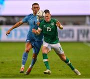 27 September 2022; Andy Lyons of Republic of Ireland in action against Roi Herman of Israel during the UEFA European U21 Championship play-off second leg match between Israel and Republic of Ireland at Bloomfield Stadium in Tel Aviv, Israel. Photo by Seb Daly/Sportsfile